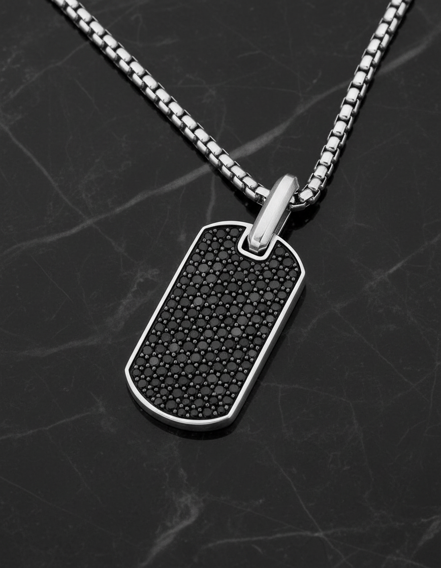 Cipher Pendant (Black/White Diamonds)