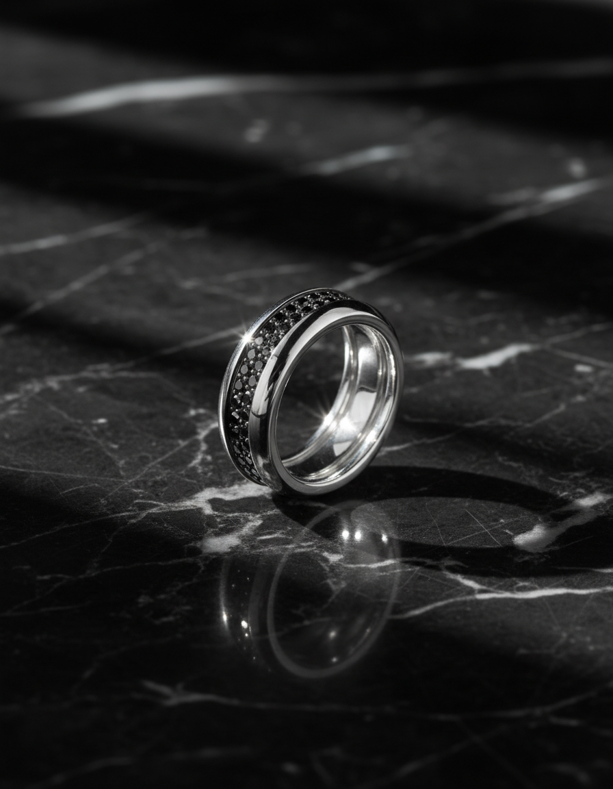 The Oath Band (Smooth 2 Row Black Diamond Eternity) thumbnail