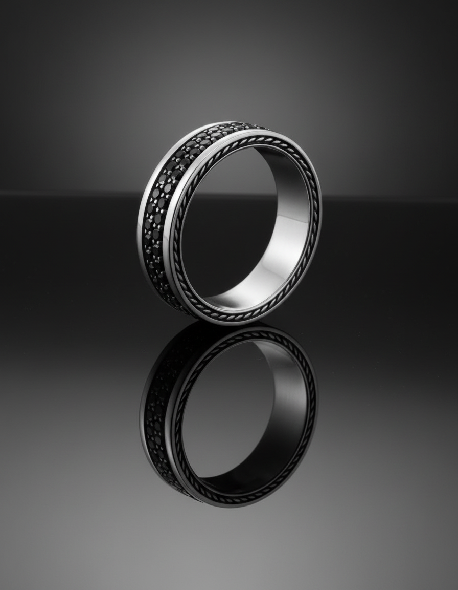 The Valor Band (2 Row Black Diamond Eternity Ring) thumbnail